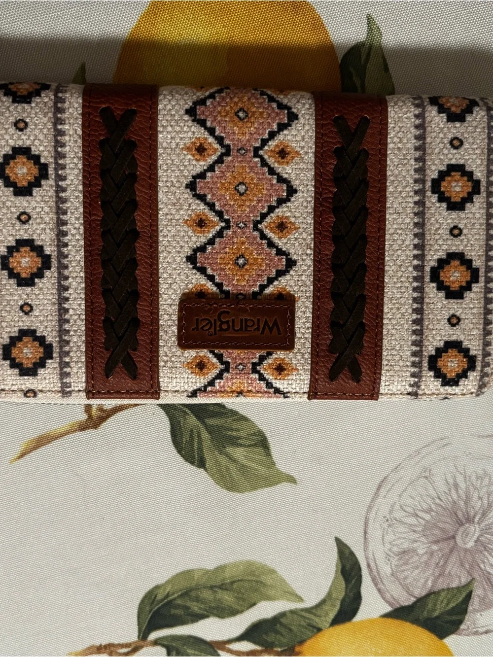 Wrangler Beige and Brown Woven Tribal Wristlet